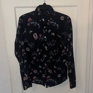 Banana Republic Black Floral Button-Down Shirt